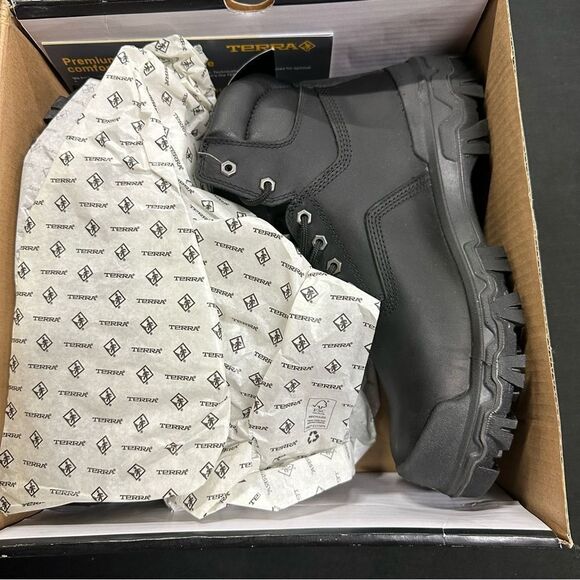 New Terra Sentry 2020 6" Nano Composite Toe Safety Work Shoe Boots 10.5 Black - Picture 1 of 7